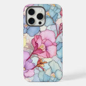 Pastel Bloemen Glas in lood Roze & Blauw iPhone Hoesje (Achterkant)