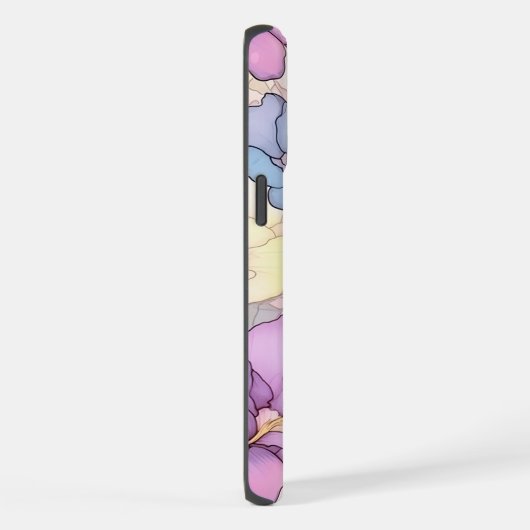  Pastel Bloemen Glas in lood Roze & Blauw iPhone Hoesje (Rechterkant)
