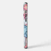 Pastel Bloemen Glas in lood Roze & Blauw iPhone Hoesje (Linkerkant)