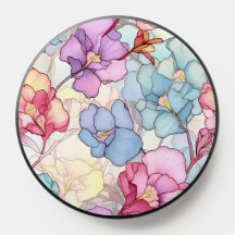  Pastel Bloemen Glas in lood Roze & Blauw