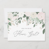 Pastel Bloemen Glitter Wil je mijn Bloemenmeisje z Kaart (Voorkant)