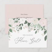 Pastel Bloemen Glitter Wil je mijn Bloemenmeisje z Kaart (Voorkant / Achterkant)