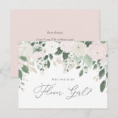 Pastel Bloemen Glitter Wil je mijn Bloemenmeisje z Uitnodiging Briefkaart (Voorkant / Achterkant)