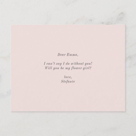 Pastel Bloemen Glitter Wil je mijn Bloemenmeisje z Uitnodiging Briefkaart (Achterkant)