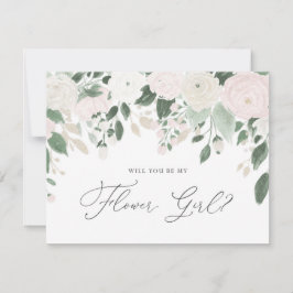 Pastel Bloemen Glitters Wil Je Mijn Bloemenmeisje  Kaart