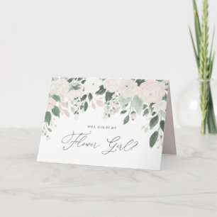 Pastel Bloemen Glitters Zal Jij Mijn Bloemenmeisje Kaart