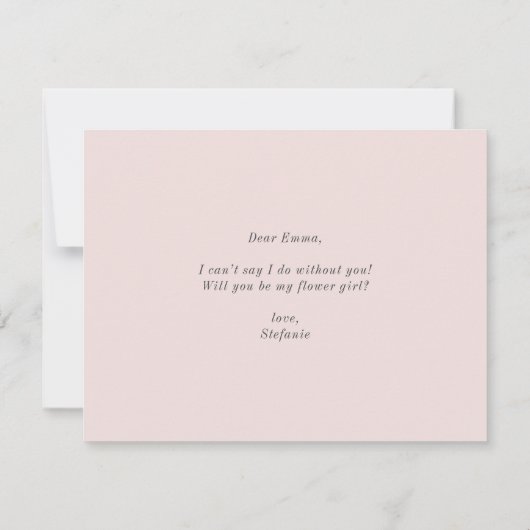 Pastel Bloemen Glitters Zal Jij Mijn Bloemenmeisje Kaart (Achterkant)