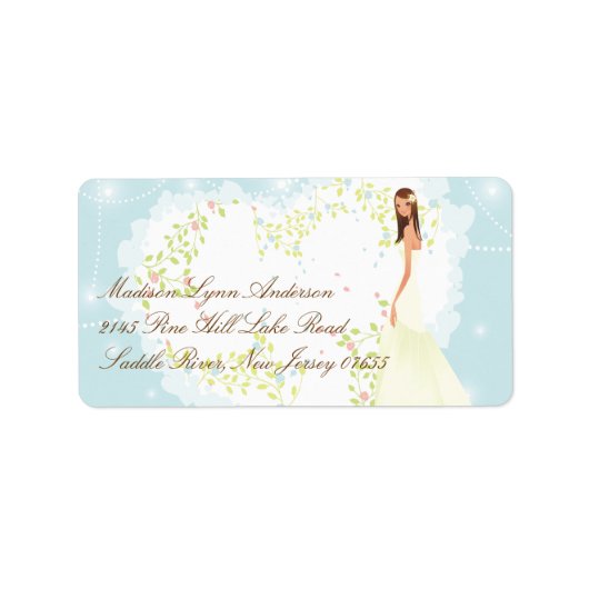Pastel Bloemen Hart Bruid Retouradres Label (Voorkant)