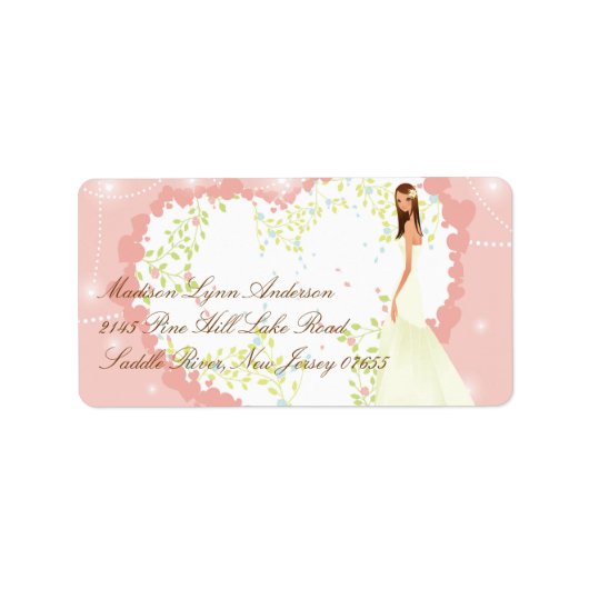 Pastel Bloemen Hart Bruid Retouradres Label (Voorkant)