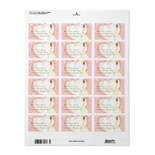 Pastel Bloemen Hart Bruid Retouradres Label (Full Sheet)