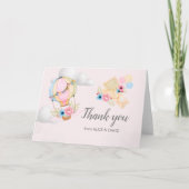 Pastel Bloemen Hete Luchtballon Gevouwen Dank u Kaart (Voorkant)