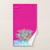 Pastel Bloemen Hot Pink Bad Handdoek (Handdoek)