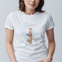 Pastel Bloemen "I" Monogram  T-shirt