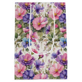 Pastel bloemen illustratie | Inpakpapier Medium Cadeauzakje (Achterkant)