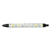 Pastel bloemen in bloei patroon gepersonaliseerd zwarte inkt pen (Voorkant)