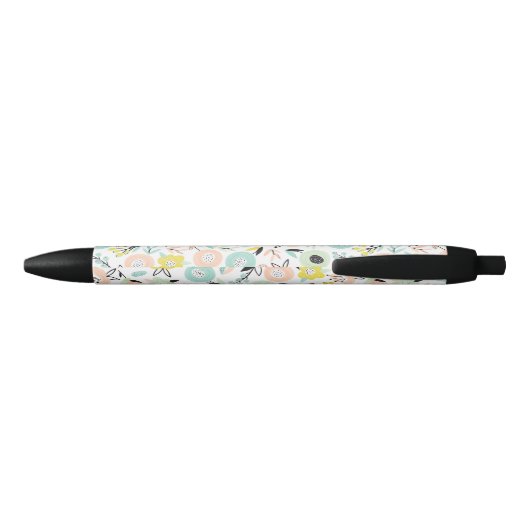 Pastel bloemen in bloei patroon gepersonaliseerd zwarte inkt pen (Achterkant)
