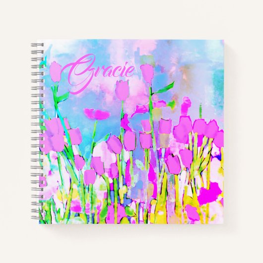 Pastel bloemen in het veld Pastel kleuren Notitieboek (Voorkant)