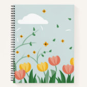 Pastel Bloemen in lichtgroene aanpasbare naam Notitieboek (Voorkant)