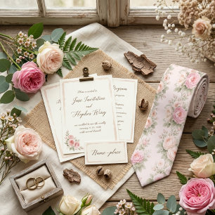 Pastel Bloemen Ivoor Watercolor Patroon Stropdas