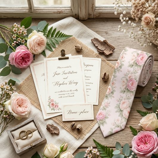 Pastel Bloemen Ivoor Watercolor Patroon Stropdas