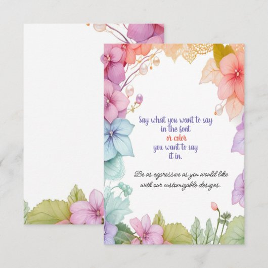 Pastel Bloemen Kaart (Voorkant / Achterkant)