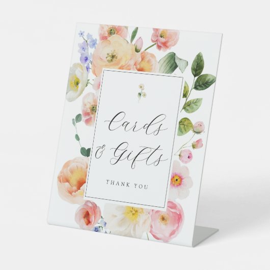  Pastel Bloemen Kaarten en geschenken Reclamebord Met Voetstuk (Voorkant)