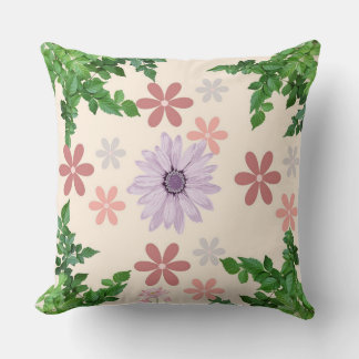 Pastel Bloemen Kussen met Lavendel Daisy & Green L