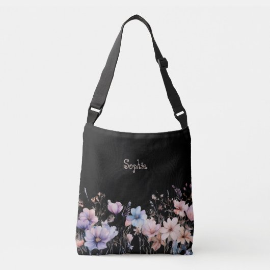 Pastel Bloemen Lente Aanpasbare Kleurverloop Crossbody Tas (Voorkant)