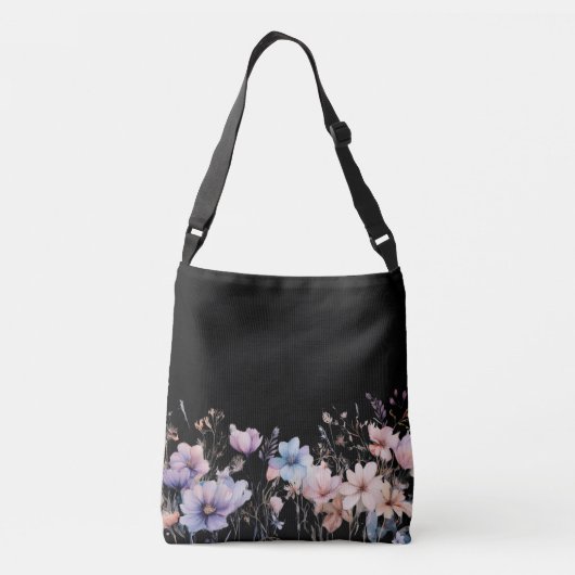 Pastel Bloemen Lente Aanpassen Kleurverloop Crossbody Tas (Achterkant)