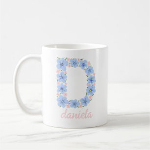 Pastel Bloemen Letter D Monogram Koffiemok