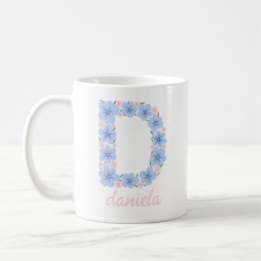 Pastel Bloemen Letter D Monogram Koffiemok (Links)