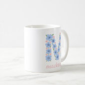 Pastel Bloemen Letter M Monogram Koffiemok (Voorkant rechts)