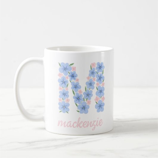 Pastel Bloemen Letter M Monogram Koffiemok (Links)