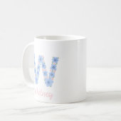 Pastel Bloemen Letter W Monogram Koffiemok (Voorkant links)