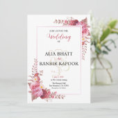Pastel Bloemen Lijst Indiase bruiloft Kaart (Staand voorkant)