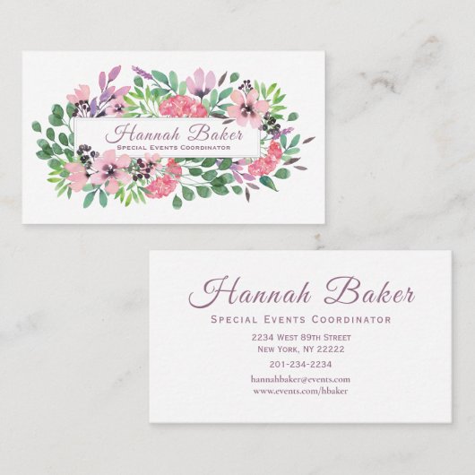 Pastel Bloemen Lijst Visitekaartje (Voorkant / Achterkant)