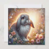 Pastel Bloemen Lop Eared Bunny Happy Easter Feestdagenkaart (Voorkant)