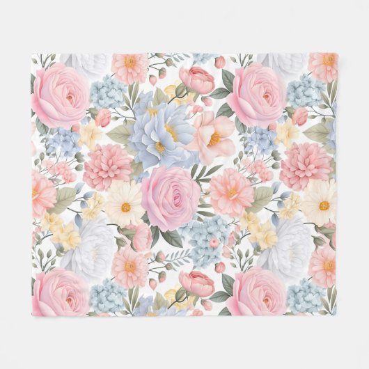 Pastel Bloemen Medley Bloemen Patroon Fleece Deken (Voorkant (Horizontaal))