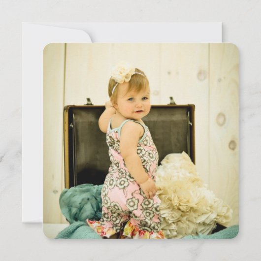 Pastel Bloemen Meisjes 1e Verjaardag Foto Kaarten (Achterkant)