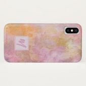 Pastel Bloemen Met Chic Schreef Monogram Case-Mate iPhone Case (Achterkant (horizontaal))