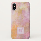 Pastel Bloemen Met Chic Schreef Monogram Case-Mate iPhone Case (Achterkant)