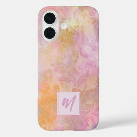 Pastel bloemen met chic schriftmonogram Case-Mate iPhone case (Achterkant)