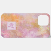 Pastel bloemen met chic schriftmonogram Case-Mate iPhone case (Achterkant (horizontaal))