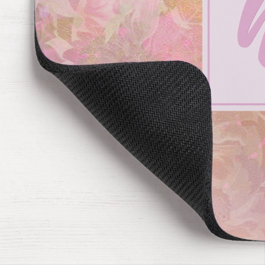 Pastel bloemen met chic schriftmonogram muismat (Hoek)
