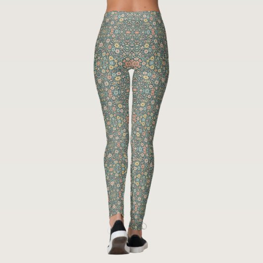 Pastel bloemen met een donkere achtergrond leggings (Achterkant)