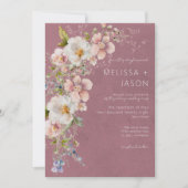 Pastel Bloemen Modern Roze Bruiloft Kaart (Voorkant)