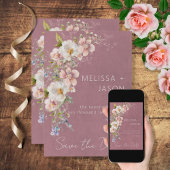 Pastel Bloemen Modern Roze Bruiloft Save The Date