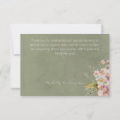 Pastel Bloemen Moderne Groene Bruiloft Bedankkaart (Achterkant)