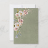 Pastel Bloemen Moderne Groene Bruiloft RSVP Kaartje (Achterkant)