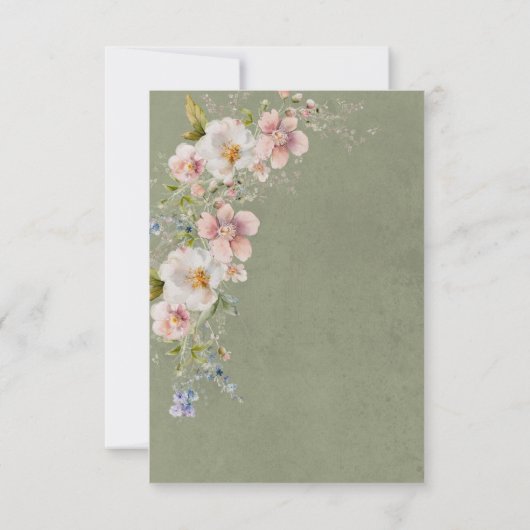 Pastel Bloemen Moderne Groene Bruiloft Save The Date (Achterkant)